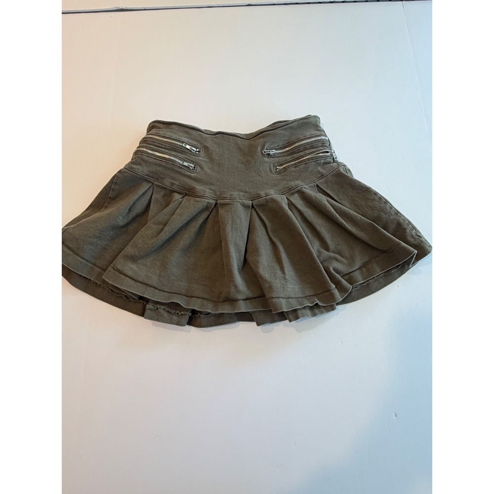 Windsor Olive Green Pleated Mini Skort Zipper Detail Y2K Streetwear Size M